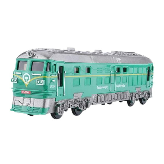 JWQFBC 1/87 HO Scale Alloy Locomotive Pull Back Model Train Sound Light Kids Toys Green