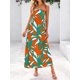 thumbnail image 2 of Vestido largo MASCOMODA Summer Boho Floral Tube Top Naranja Verde, 2 of 7