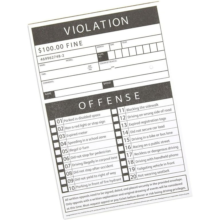 100-pack-fake-pretend-parking-violation-tickets-4-x-6-in-walmart-com for Free Fake Parking Ticket Printable 100 Pack Fake Pretend Parking Violation Tickets, 4 x 6 in - Walmart.com for Free Fake Parking Ticket Printable