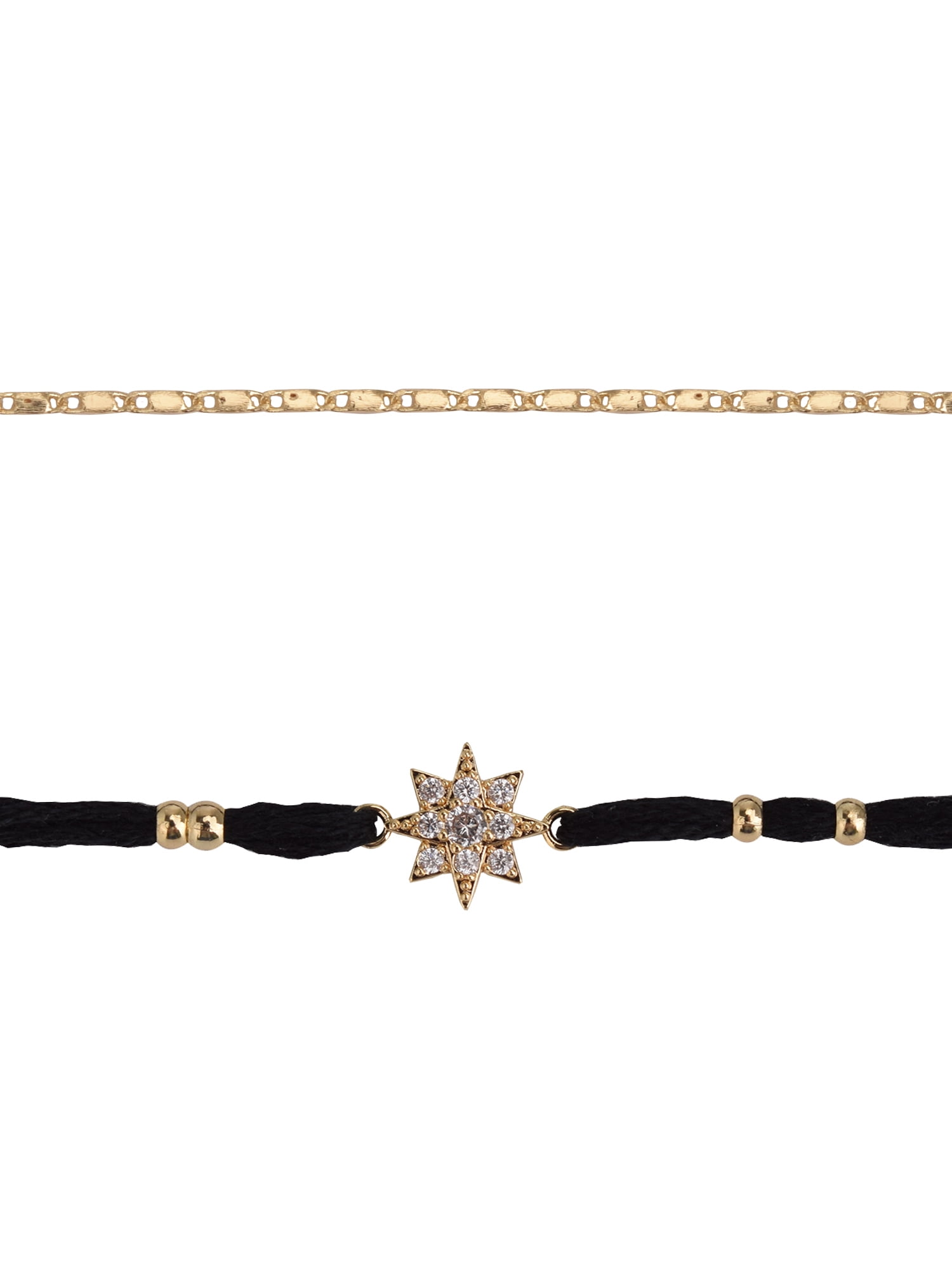 Believe by Brilliance Adult Female 14KT Gold Flash Plated 4pc Moon and Star Cubic Zirconia and Genuine Stone Adjustable Bracelet Set