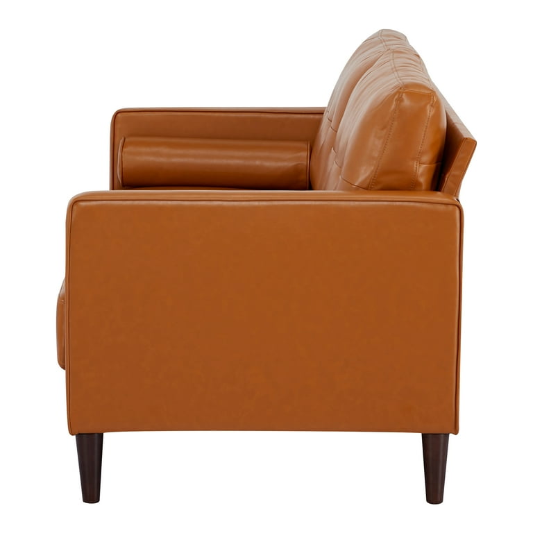 A&D Home Anza 3-Seater Tufted Faux Leather Sofa, Camel - Walmart.com