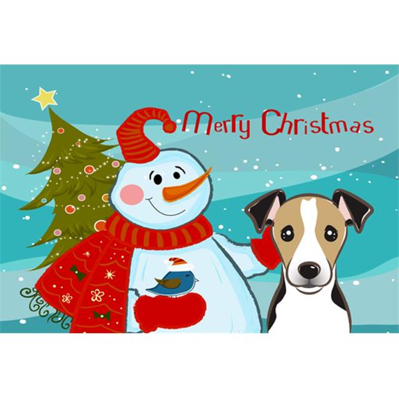 Carolines Treasures BB1881PLMT Snowman With Jack Russell Terrier Fabric Placemat