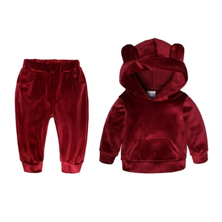 

2Pcs Autumn Outfit Set Boy Girl Pocket ie Pants Kids Clothes 18-24M
