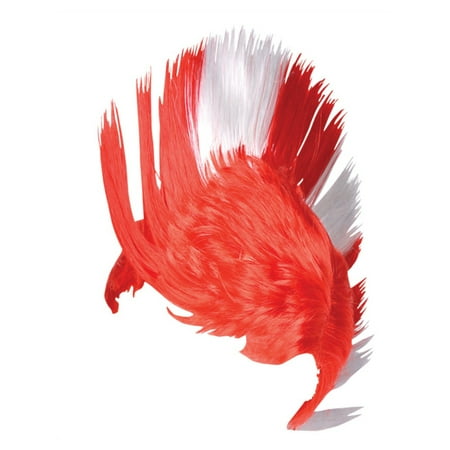 Team Spirit Wig - adult red and white school and team spirit mohawk wig