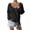 Black, variant on Women's Hollow out Knit Tops V Neck Long Sleeve Side Tie Loose Breathable Beach Vacation Cover up Shirts Khaki Free Size