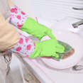 thumbnail image 4 of 1 Pair of Sleeves,A Pair of Waterproof Sleeves Green A,Rubber Cleaning Household Flock Gloves Latex Cuff Water Proof Medium Dishwashing Gloves Long Kitchen，Dining & Bar, 4 of 5
