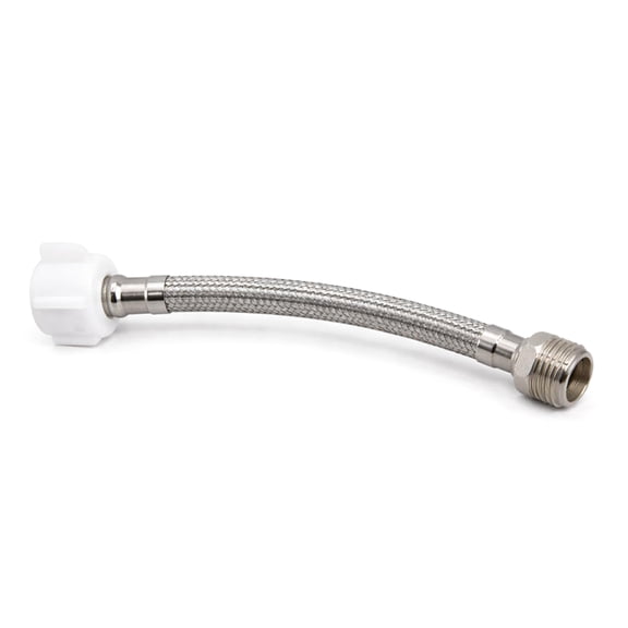 Braided Stainless Steel Toilet Connector Hose 6 Inch Flexible Extension with 7/8 Threaded Fitting for Bidet Attachment Water Line Access in Narrow Bathroom Areas