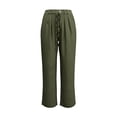 thumbnail image 4 of VEKDONE Womens Solid Color Wide Leg Pants High Waist Drawstring Business Work Pant Casual Loose Fit Lightweight Palazzo Pants Flowy Beach Pant with Pockets Green XL, 4 of 5