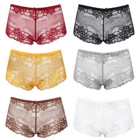 Curve Muse Women s Pack Of 6 Comfort Sheer Lace Tanga Hipster Boyshorts Panties-PACKM-XXL/9