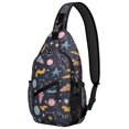 thumbnail image 1 of Rocket and Spacecraft Sling Backpack, Moon and Sun Design, Galaxy Nebula Crossbody Bag for Outer Space Lovers, 1 of 6