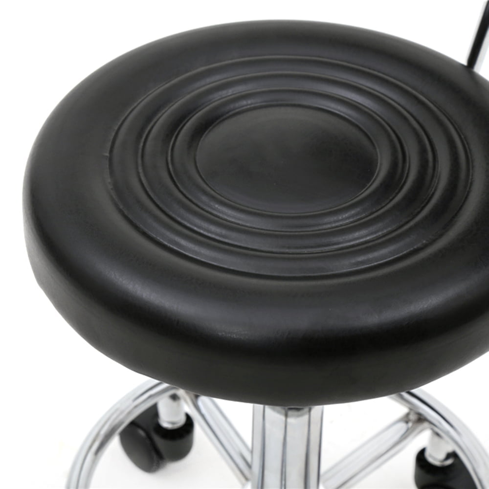 Salon Stool Round Shape Adjustable with Back and Line, Black