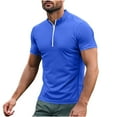thumbnail image 2 of TKYCMSUAKI Men's Quarter Zip T Shirts Athletic Short Sleeve Solid Color Shirt Moisture Wicking Quick Dry T-Shirt Summer Muscle Tees, 2 of 6