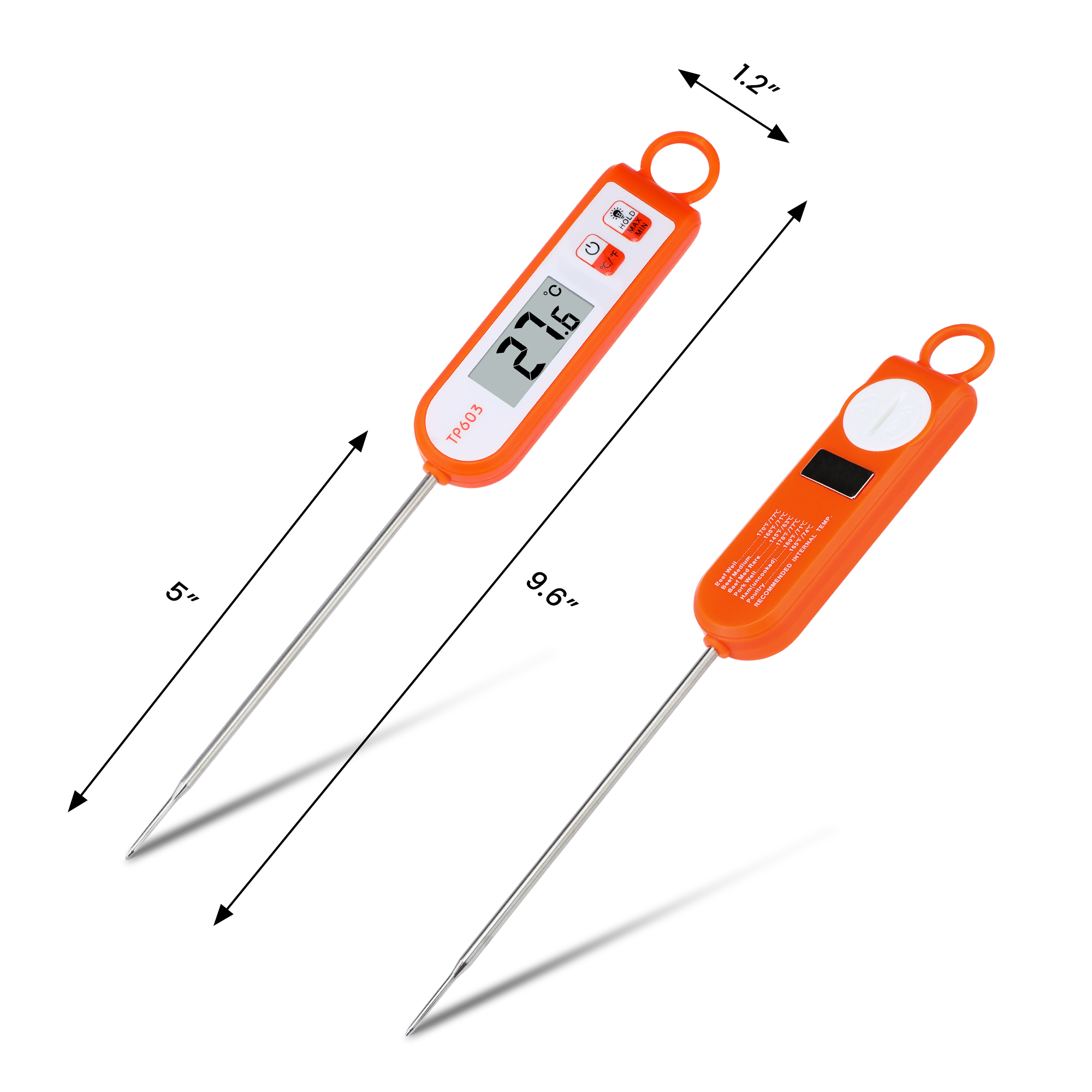Unique Bargains Digital Instant Read Cooking Extra Long Probe Thermometer Orange