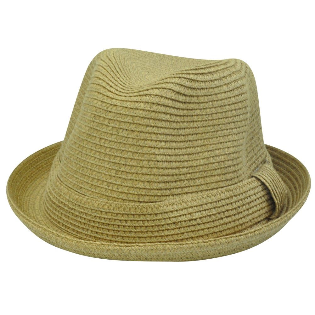 Bowler Straw Fedora Hat Tan 