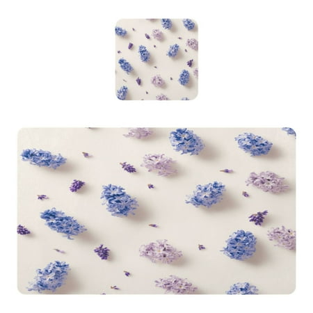 

Wobogo Purple Hyacinth Flowers Placemats Coasters Set of 1 Heat-resistant Non-slip Easy to Clean Square Dinner Plate Mat