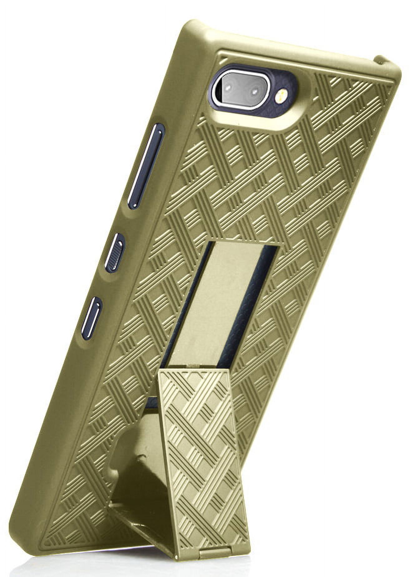 Case for BlackBerry Key2 LE, Nakedcellphone [Champagne Gold] Slim Ribbed Hard Shell Cover [with Kickstand] for BlackBerry Key2 LE Phone [[ONLY LE MODEL]] BBE100-1, BBE100-2, BBE100-4, BBE100-5 - image 2 of 7