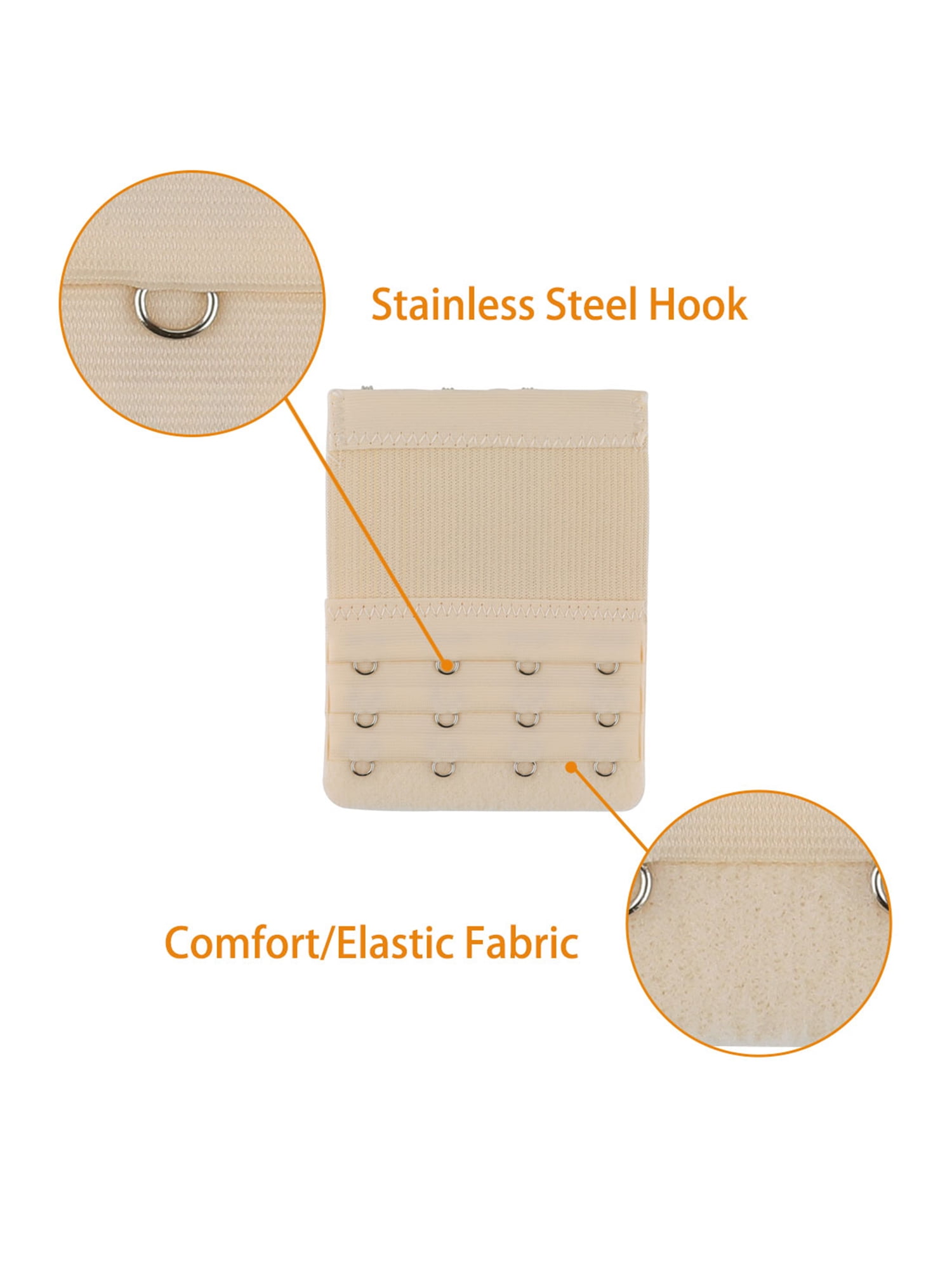 Unique Bargains 2 Pcs Bra Extenders Elastic Bra Strap Extension 3-Row 2/3/4 Hook
