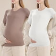thumbnail image 4 of Taqqpue 2 Pack Womens Maternity Shirts Crewneck Long Sleeve Pregnancy Tee Top Tunic Blouse Casual Mama Clothes Bodycon Tshirt for Pregnant Women, 4 of 5