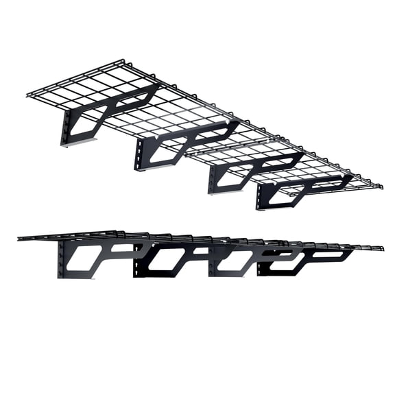 Shuntong The Atlas 2-Pack 2x6 ft Garage Wall Shelves, 800lbs Heavy Duty Garage Shelving Wall Mounted, 24"x72" Metal Floating Shelf Storage Rack, Hammertone