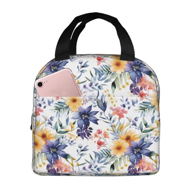 Balery Lilies Flowers Bolsa de Almuerzo Aislada – Caja de Almuerzo con Papel de Aluminio Grueso, Mantiene la Comida Fresca por 4 Horas