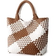 thumbnail image 2 of Bolso tejido para mujer, bolso de mano de cuero vegano, bolso grande de viaje de playa de verano y bolso de hombro retro hecho a mano, 2 of 5