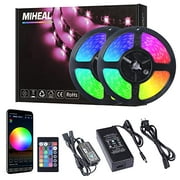 Miheal Led Light Strip, WiFi Wireless Smart Phone Controlled 65.6ft Non-Waterproof Strip Light Kit Black PCB 5050 LED Lights,Working with Android and iOS System,IFTTT