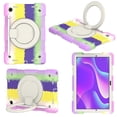 thumbnail image 3 of ELEHOLD Military Grade Shockproof Case For Samsung Galaxy Tab A8 10.5 (2022), Heavy Duty Protection Ring Stand Cover, Adjustable Angel, Detachable Shoulder Strap, Pencil Holder, Colorful Purple, 3 of 11