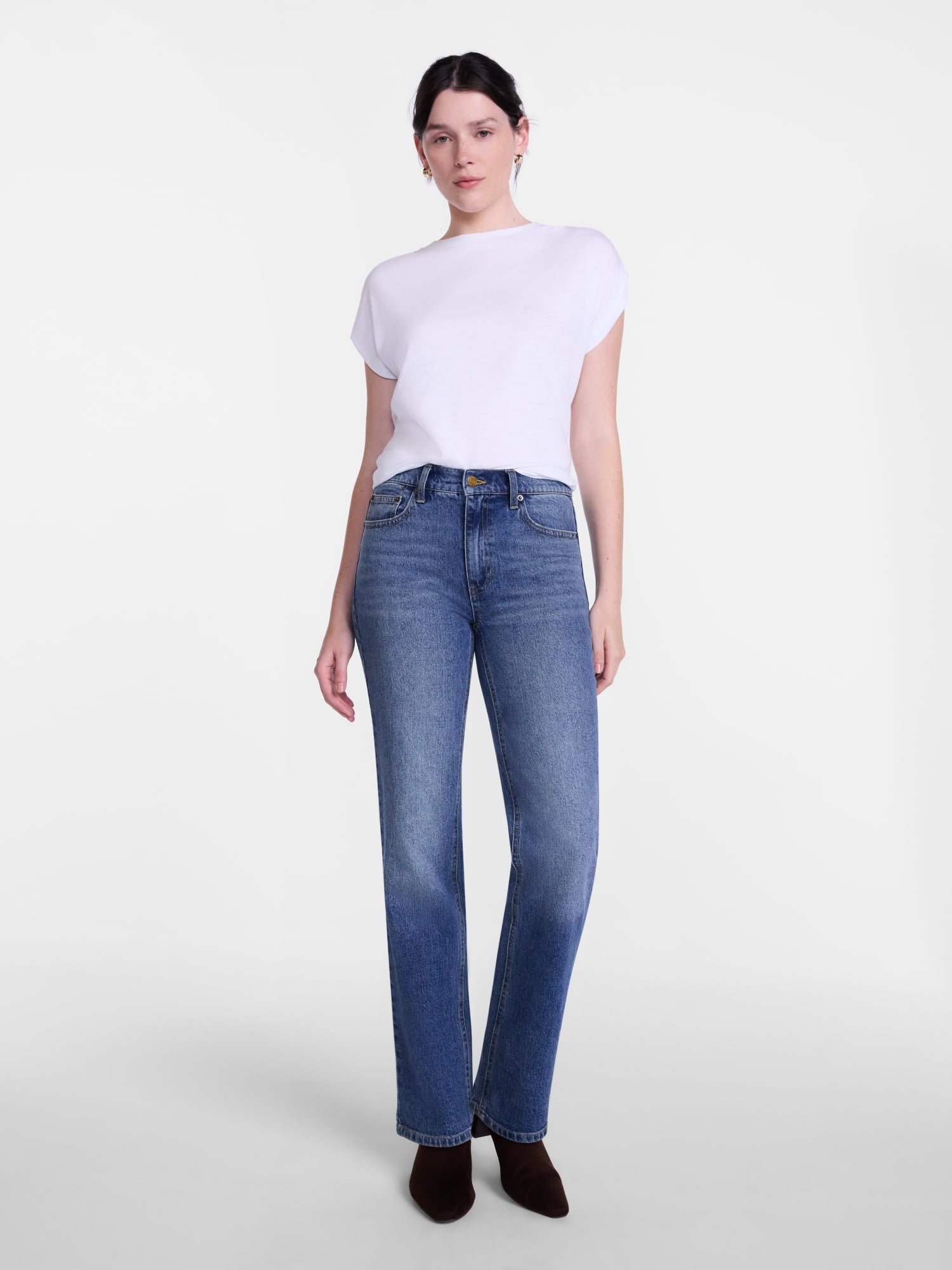 Scenario Women's High Rise Straight Leg Jeans, 30" Regular, 28" Short Inseam, Sizes 0-20, 10S-16S
