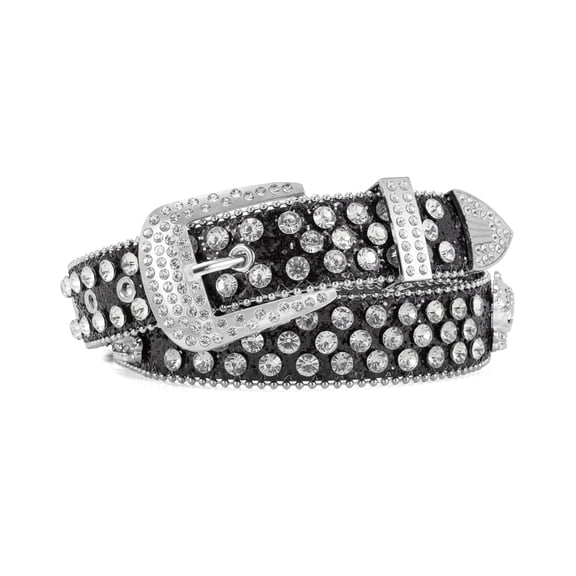 Punplita Belts for Women Western Belts for Men Rhinestone Belt Black Skull Head Belt Studded Belt