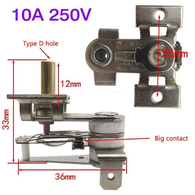 250V 10/16A Adjustable 90 Celsius Temperature Switch Bimetallic Heating KDT-200