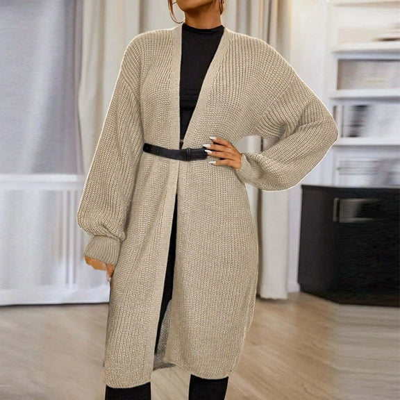 Women's 2024 Autumn/winter Casual Versatile Lapel Long Cardigan Sweater Jacket Women's Clothing Misses Sweaters Sweater Coats for Women plus Size Fall Cardigans Petite Cardigan Coat Long Sweater Coats