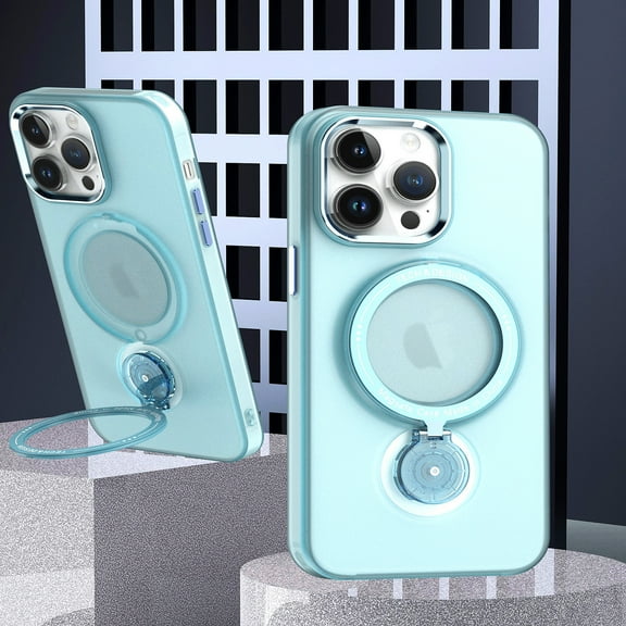 for iPhone 11 Pro Max Case, 360° Rotatable Kickstand Holder Military Grade Dropproof Shockproof MagSafe Rubber Silicone Back Case For Apple iPhone 11 Pro Max 6.5 inches-Lightblue