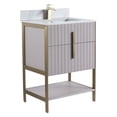thumbnail image 3 of Fine Fixtures Serenity 24 in. W x 18 in. D x 33.5 in. H Bathroom Vanity in Bright Taupe with White Carrara Stone Top in White with Satin Brass Hardware, 3 of 4