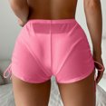 thumbnail image 5 of Iugvhana Womens Beach Shorts Summer Solid Color Mesh Drawstring Side Casual Quick Dry Shorts Swim Trunks Beach Cover Up Shorts Beachwear Pink XS, 5 of 7