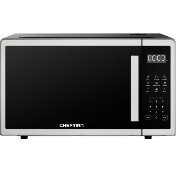 Chefman Countertop Microwave Oven 1.1 Cu. Ft., 1000W, 3 Presets, & 10 Power Levels – Stainless Steel