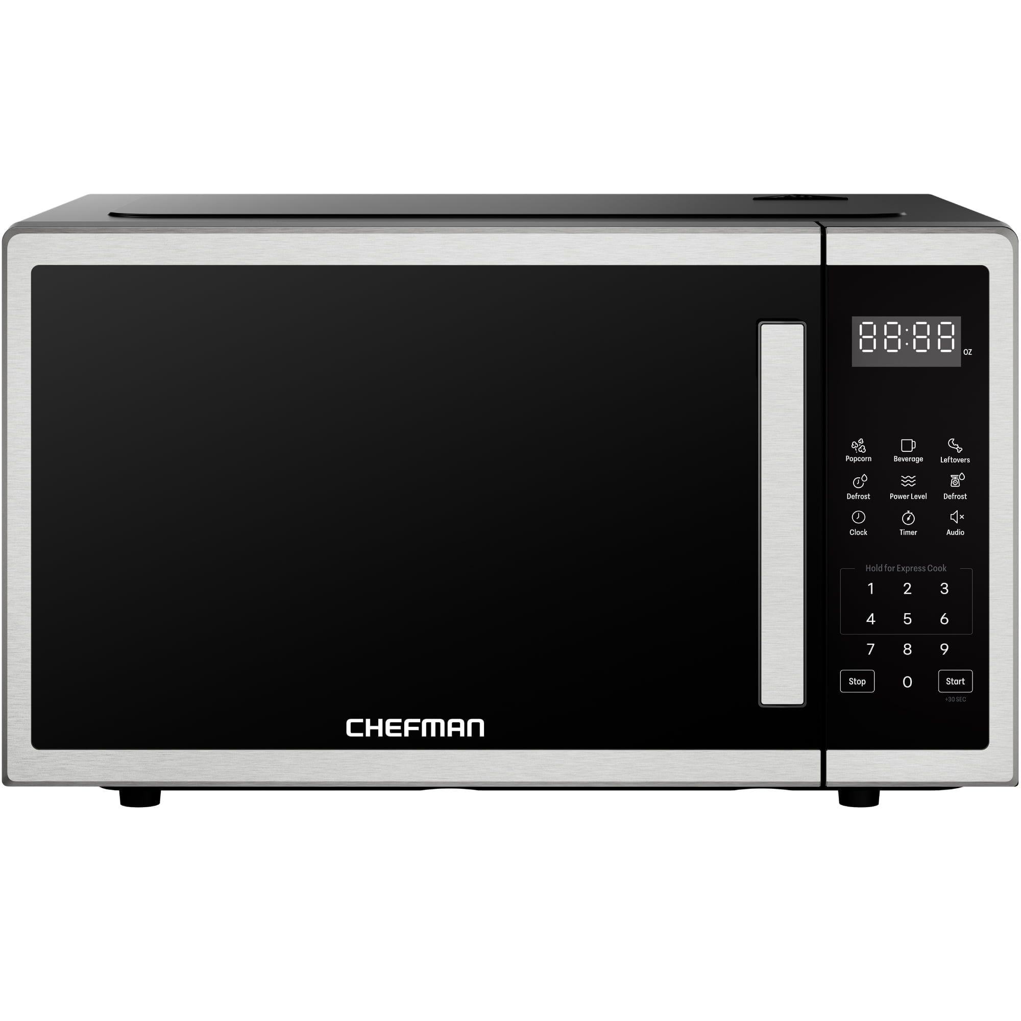 Chefman Countertop Microwave Oven 1.1 Cu. Ft., 1000W, 3 Presets, & 10 Power Levels – Stainless Steel