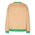 thumbnail image 5 of Womens Striped Sweatshirts Oversize Fit Drop Shoulder Long Sleeve Crewneck Pullover Fall Winter Spring Tops (XL, Yellow), 5 of 6