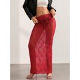 thumbnail image 6 of LMLYSoH Women's Lace Long Skirts Vintage High Waist Solid Color See-Through Midi Skirts Slim Fit Skirts, 6 of 9