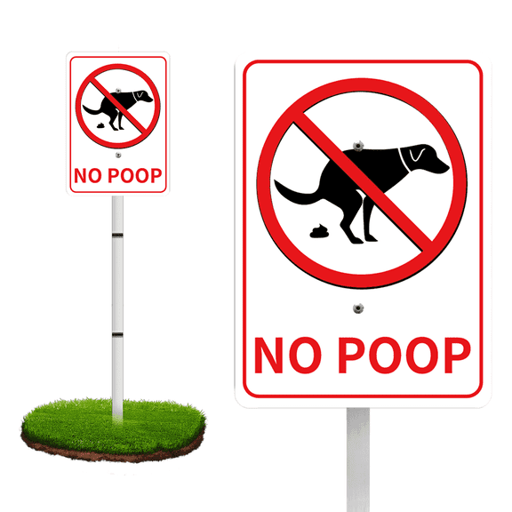 NO POOP Sign for Yard and Front Door, Pick Up After Your Dog Signs,Yard Signs With Stakes,Warning Sign