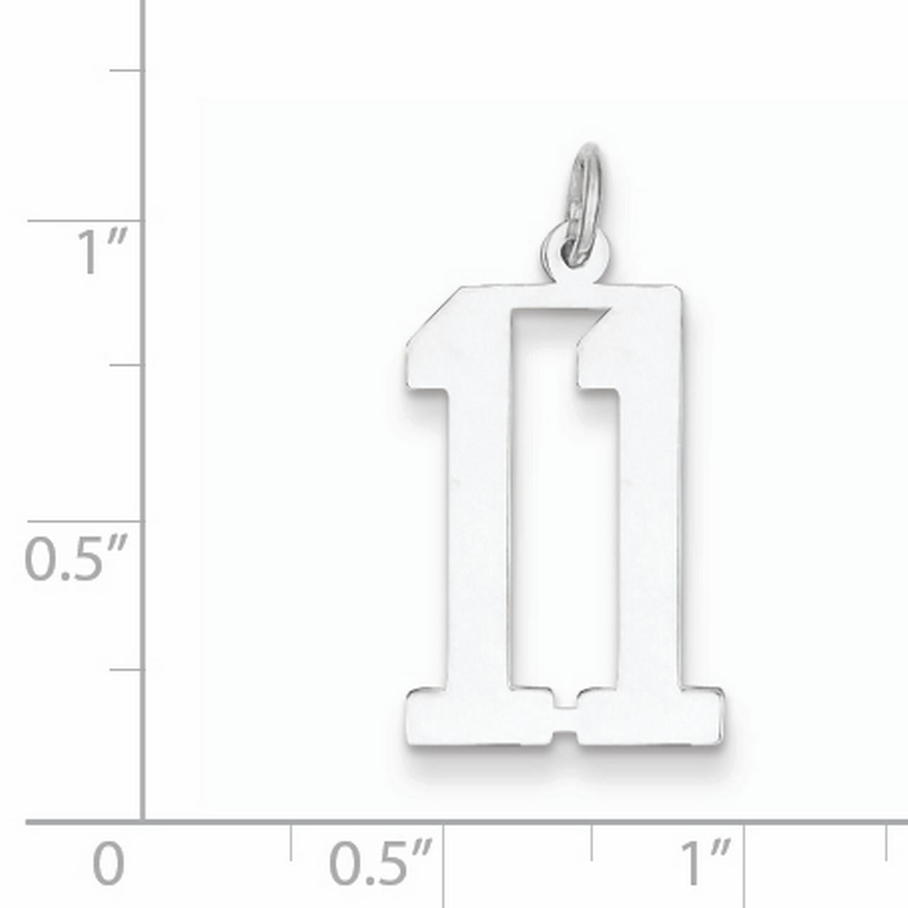 925 Sterling Silver Small Elongated Polished Number 14