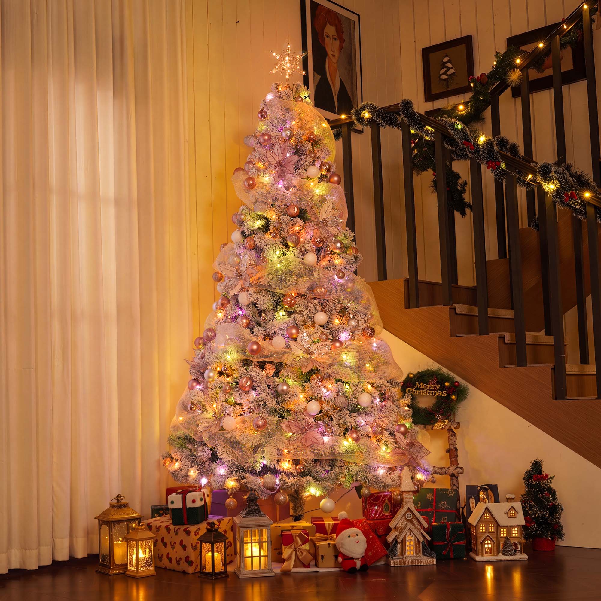 Yexmas 6ft Snow-Flocked Pre-Lit Christmas Tree photo 4