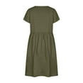 thumbnail image 5 of Patlollav Womens Casual Summer Cotton Linen Solid Color Round Neck Short Sleeve Dress Midi Dress, 5 of 6