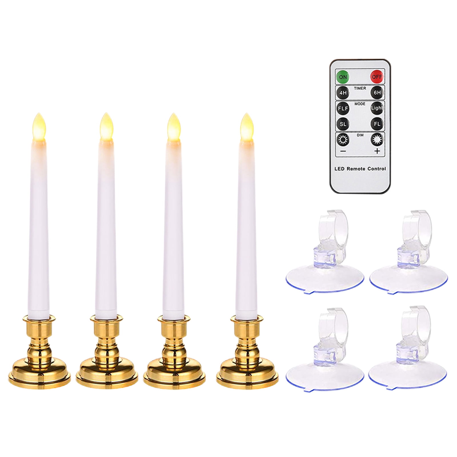 TBOLINE 4PCS Christmas Window Candles, Flameless Taper Candles, 3D Wick