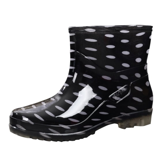 Women's Ankle Rain Boots Low Heeled Waterproof Fashion Garden Slides Comfortable Non Slip Walking Shoes Black Size 8