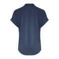 thumbnail image 4 of Plus Size Blouse for Women Sawvnm Women's Tops Fashion Solid Button Shirt Female V-Neck Loose T-shirt Blouse for Women Navy XL, 4 of 6