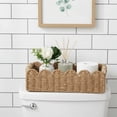 thumbnail image 2 of Paper Rope Scalloped Edge Toilet Paper Storage Basket, Small Living Room, Bedroom Decor Baskets for Over Toilet Storage Shelf, End Table, Shelves and More, with 2 Wooden Handle, Neutral, 2 of 6