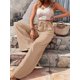 thumbnail image 5 of Pantalones de Salón de Pierna para Mujer, Cintura Alta, Ajustables, con Nudo de Lazo, Holgados. Albaricoque M, 5 of 9