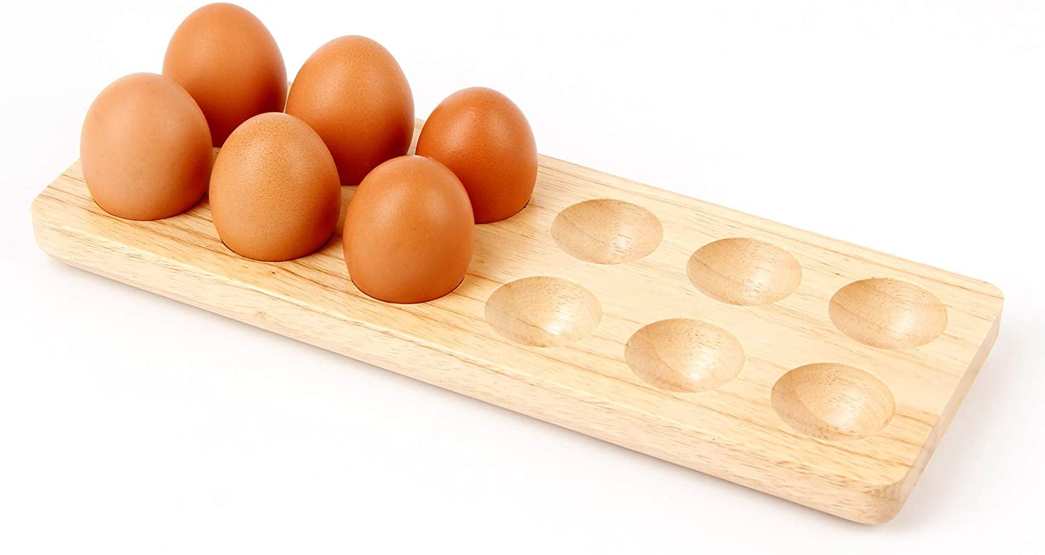 Wooden Egg Rack for Countertop or Refrigerator Tray, Egg Egg Rack, Holds 12 Eggs