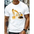 thumbnail image 1 of Men's Excavator Graphic Tee - Casual Crew Neck Short Sleeve, Lightweight Cotton Summer Shirt, Machine Washable, Soft Material, Festive Apparel, 1 of 6