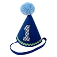 thumbnail image 3 of Baby Essentials Baby Boy 1st Birthday Bib and Party Hat Set – Blue Gingham “It’s My 1st Birthday” Design, Perfect for Photos & Gifts, 3 of 6